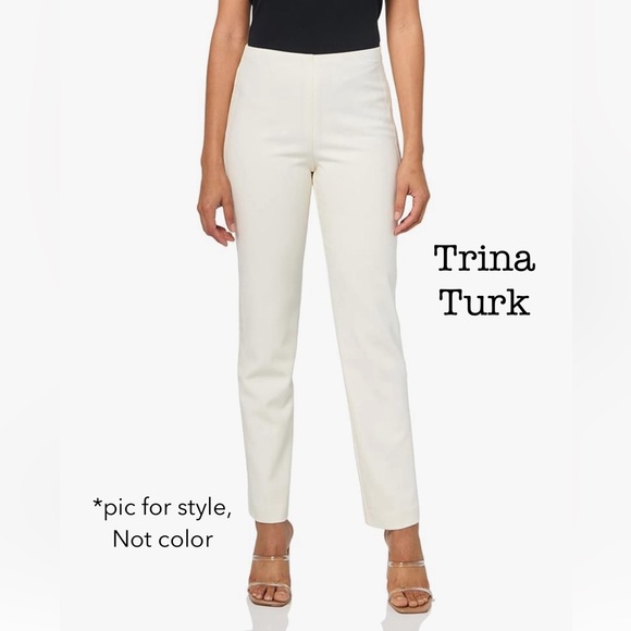 Trina Turk blue/teal tapered full-length fitted pants size 4 - Picture 2 of 7